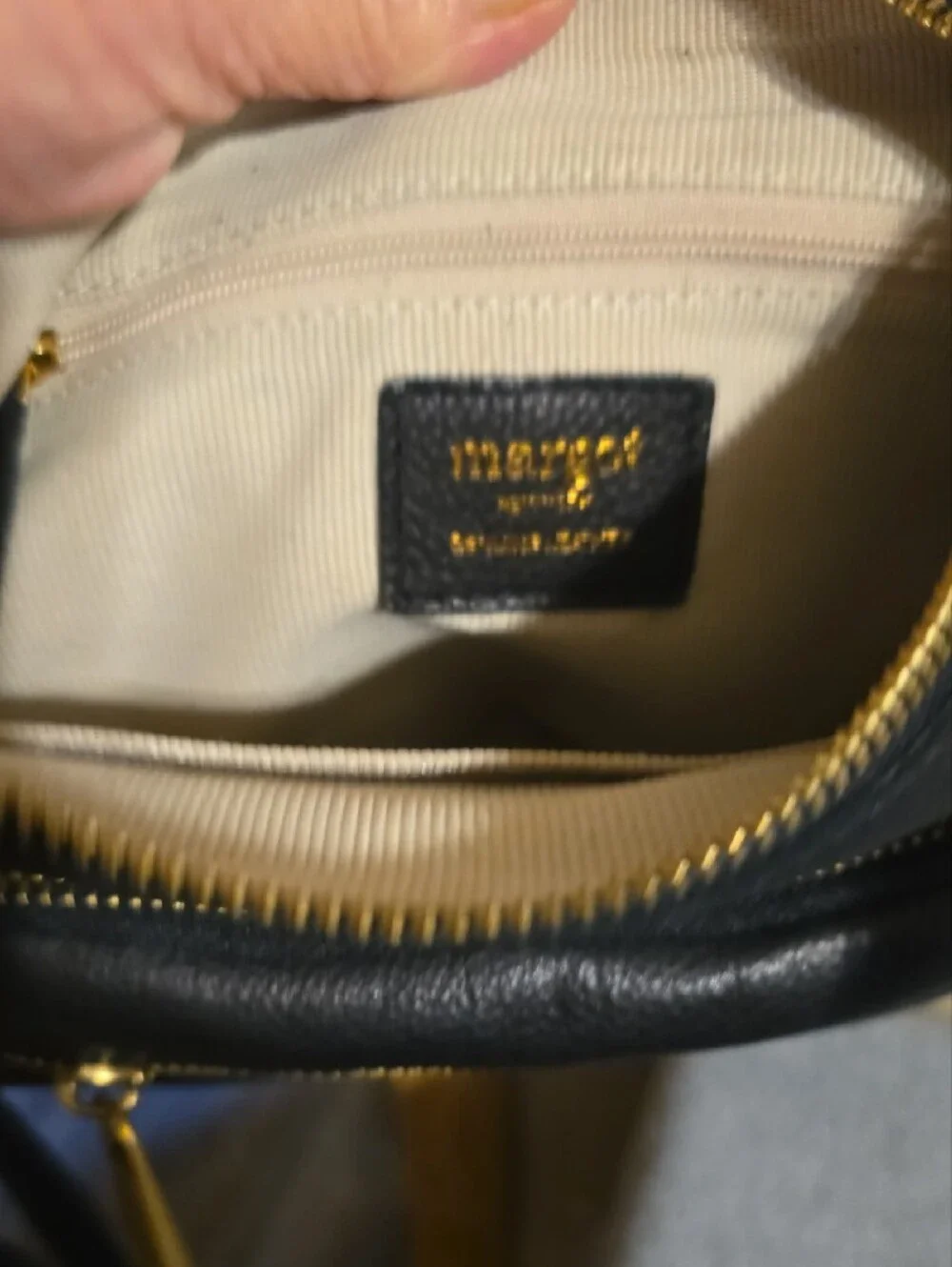 Margot Black Leather Crossbody with Gold Hardware